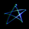 Light painting blue and green star