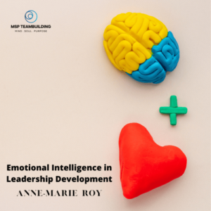 Brain and heart icons image advertising emotional intelligence in leadership development course by Anne Marie Roy
