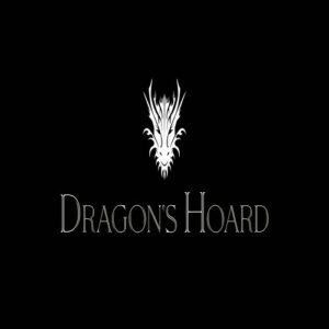 icon logo of a dragon's head with text display saying "dragon's hoard"