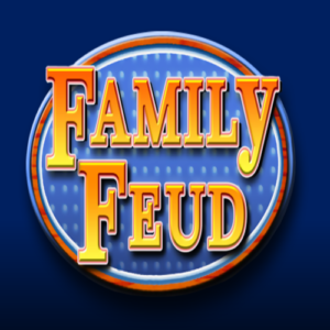 Game display image of "family fued' written on a billboard